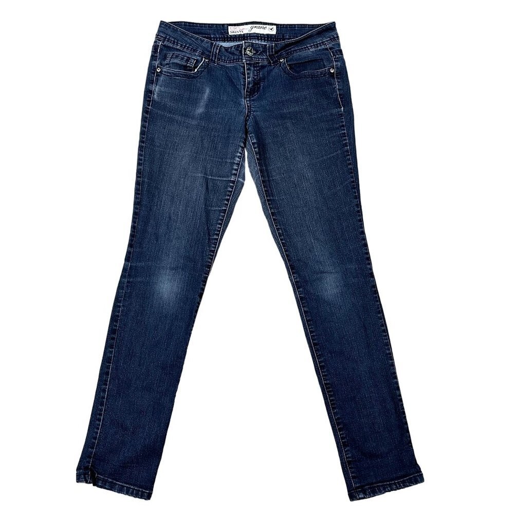 Grane Jeans Juniors 9 Darcy Super Low Rise Skinny Dark Wash Denim Flap Pocket